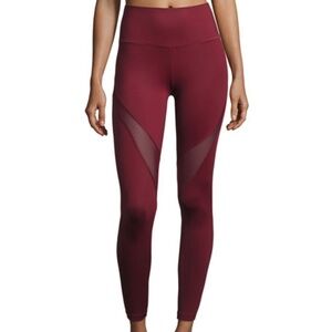 Varley Windsor Mesh-Panel Sport Leggings Maroon S